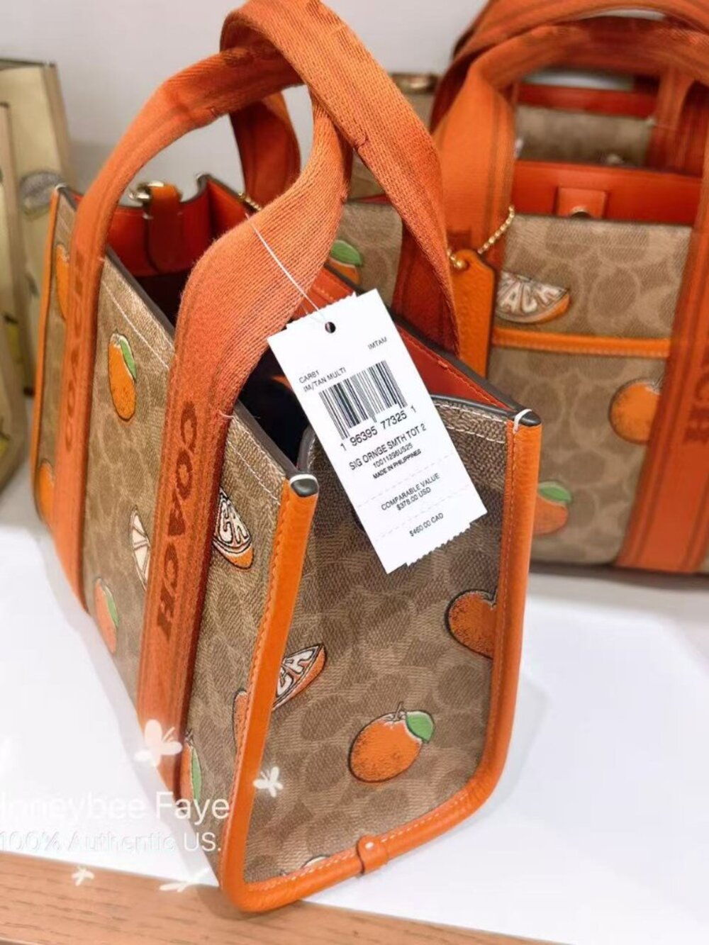 Coach Smith Tote Bag 24 In Signature With Orange Print CAR81 - Picture 3 of 6